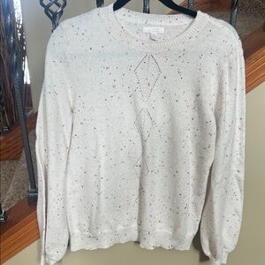 LC Lauren Conrad Ivory Speckled Crewneck Sweater